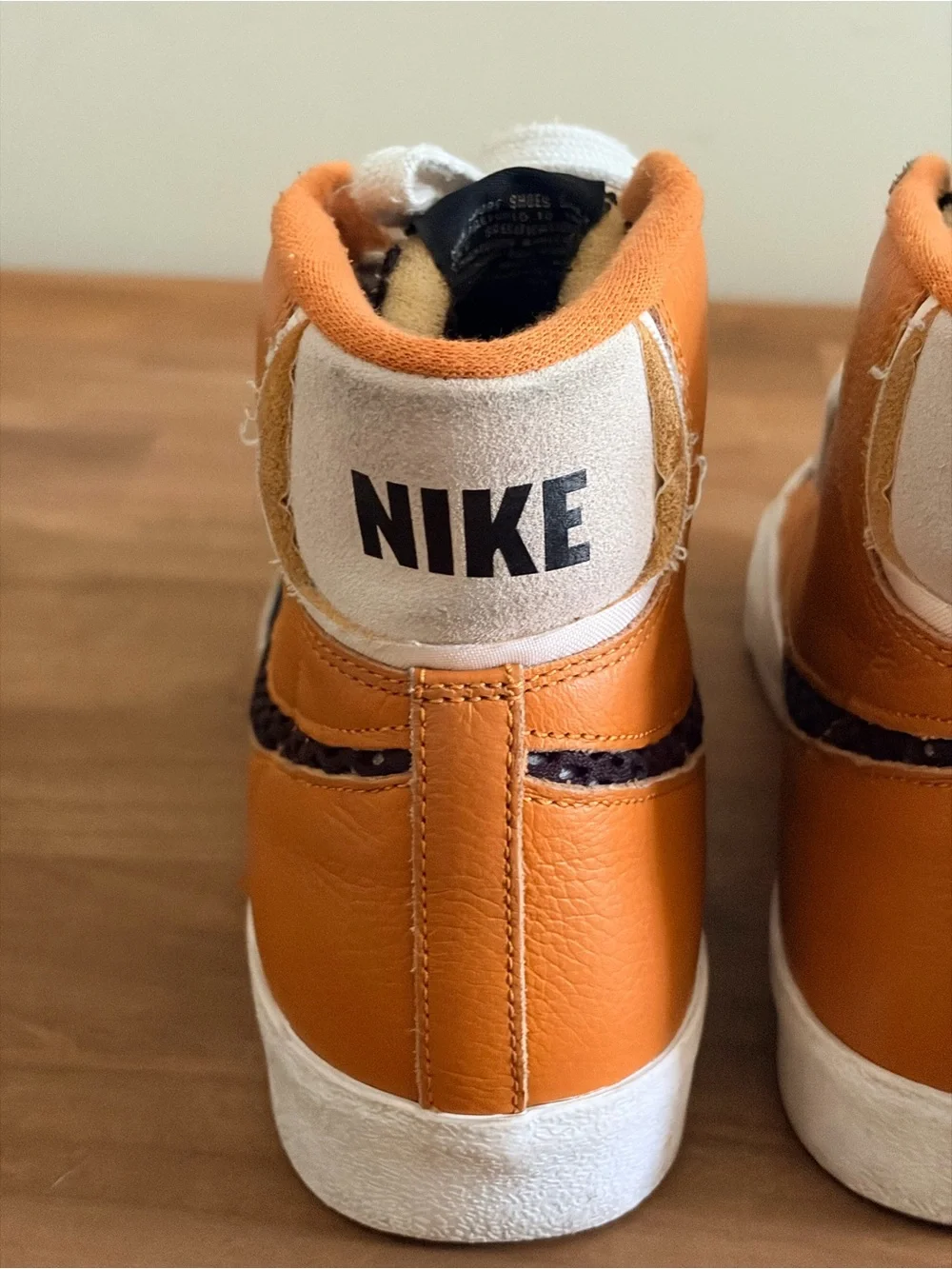 Nike By You Blazer Mid ‘77 Custom Leather Sneakers Men’s US 9 Orange Black Suede
